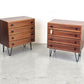 MID CENTURY NACHTTISCH SET 2er kommode schlafzimmer vintage holz schubladen mahagoni