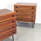 MID CENTURY NACHTTISCH SET 2er kommode schlafzimmer vintage holz schubladen mahagoni