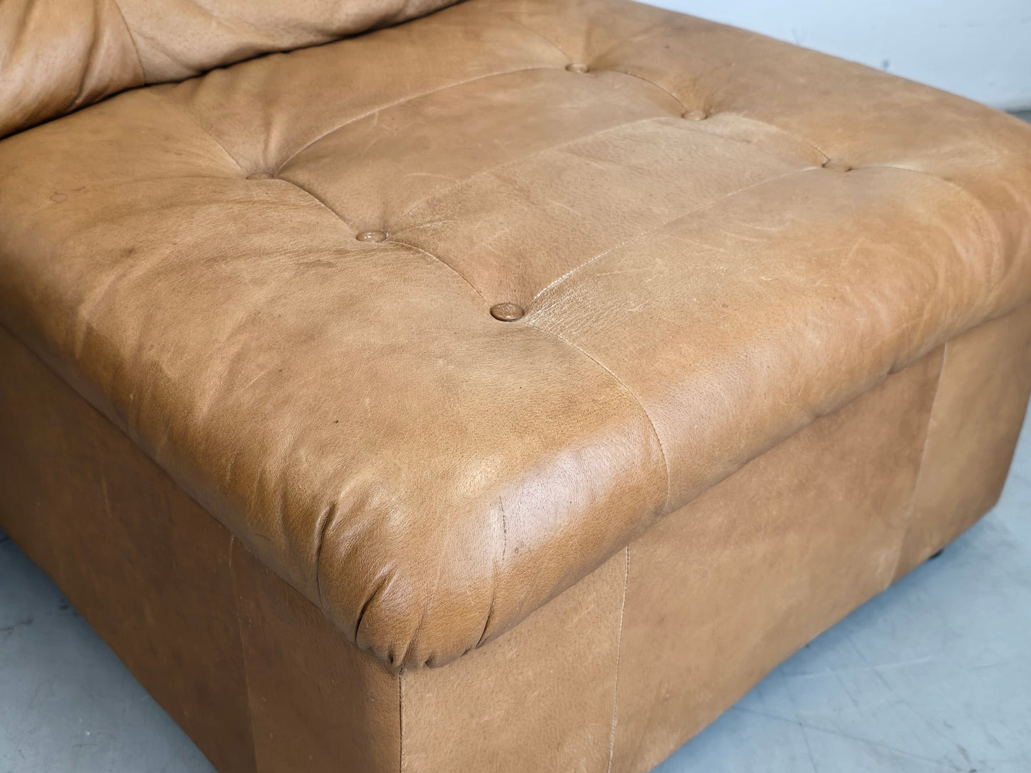 MID CENTURY SESSEL braun leder tv sofa couch wohnzimmer vintage