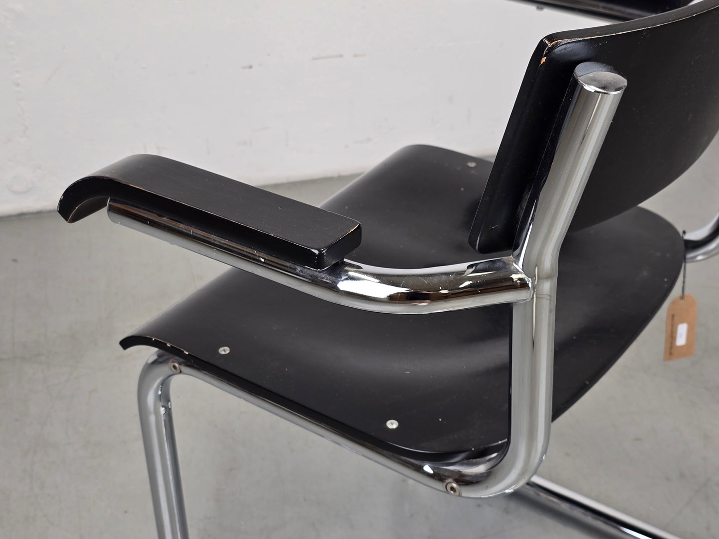 BAUHAUS STUHL schreibtisch esstisch esszimmer vintage s43 schwarz chrom mid century mart stam
