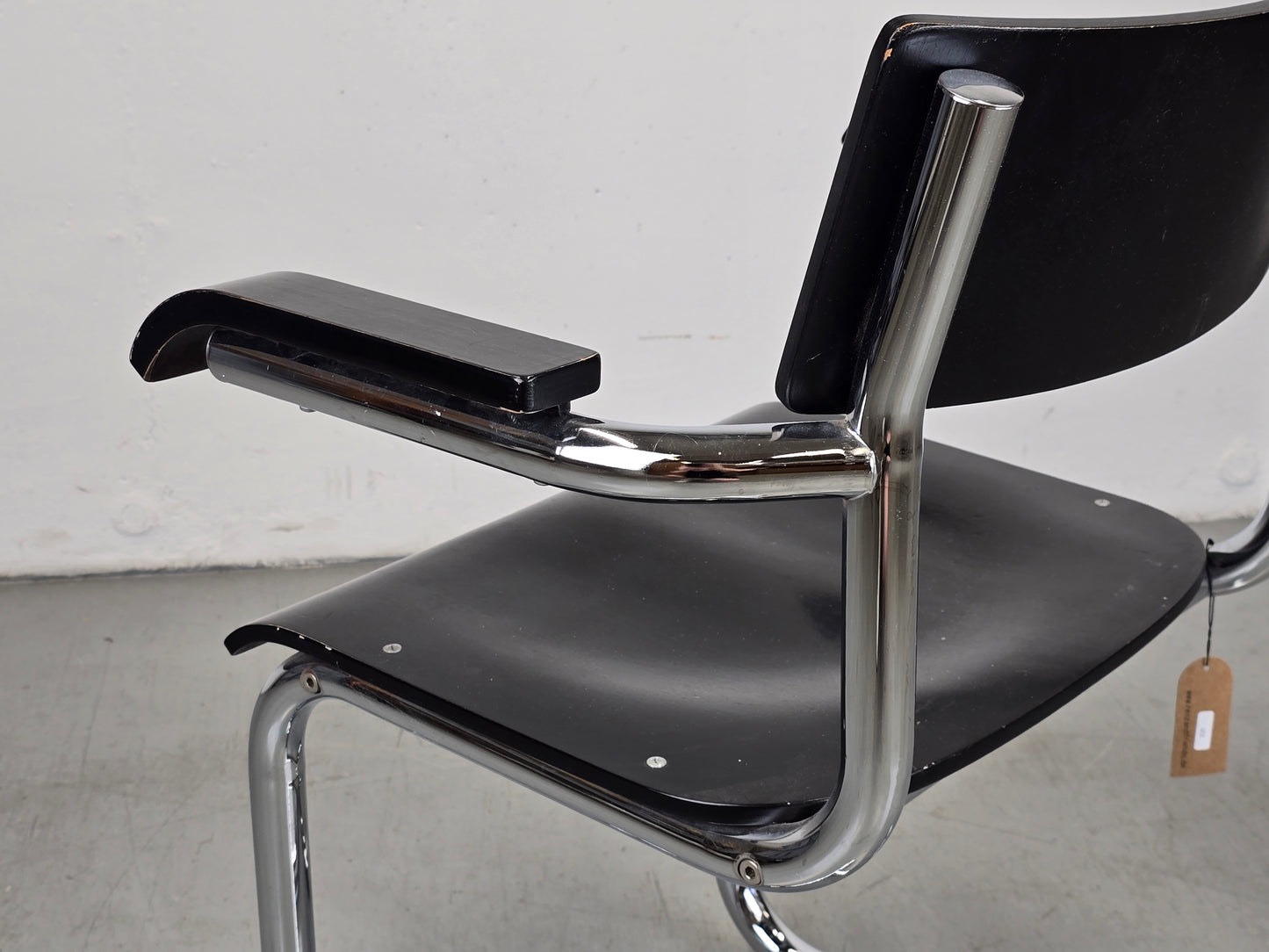 BAUHAUS STUHL schreibtisch esstisch esszimmer vintage s43 schwarz chrom mid century mart stam