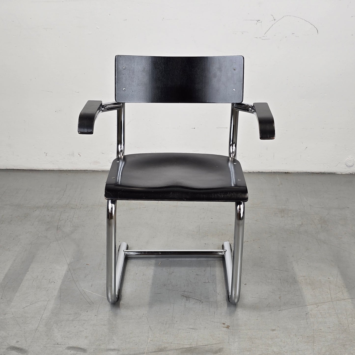 BAUHAUS STUHL schreibtisch esstisch esszimmer vintage s43 schwarz chrom mid century mart stam