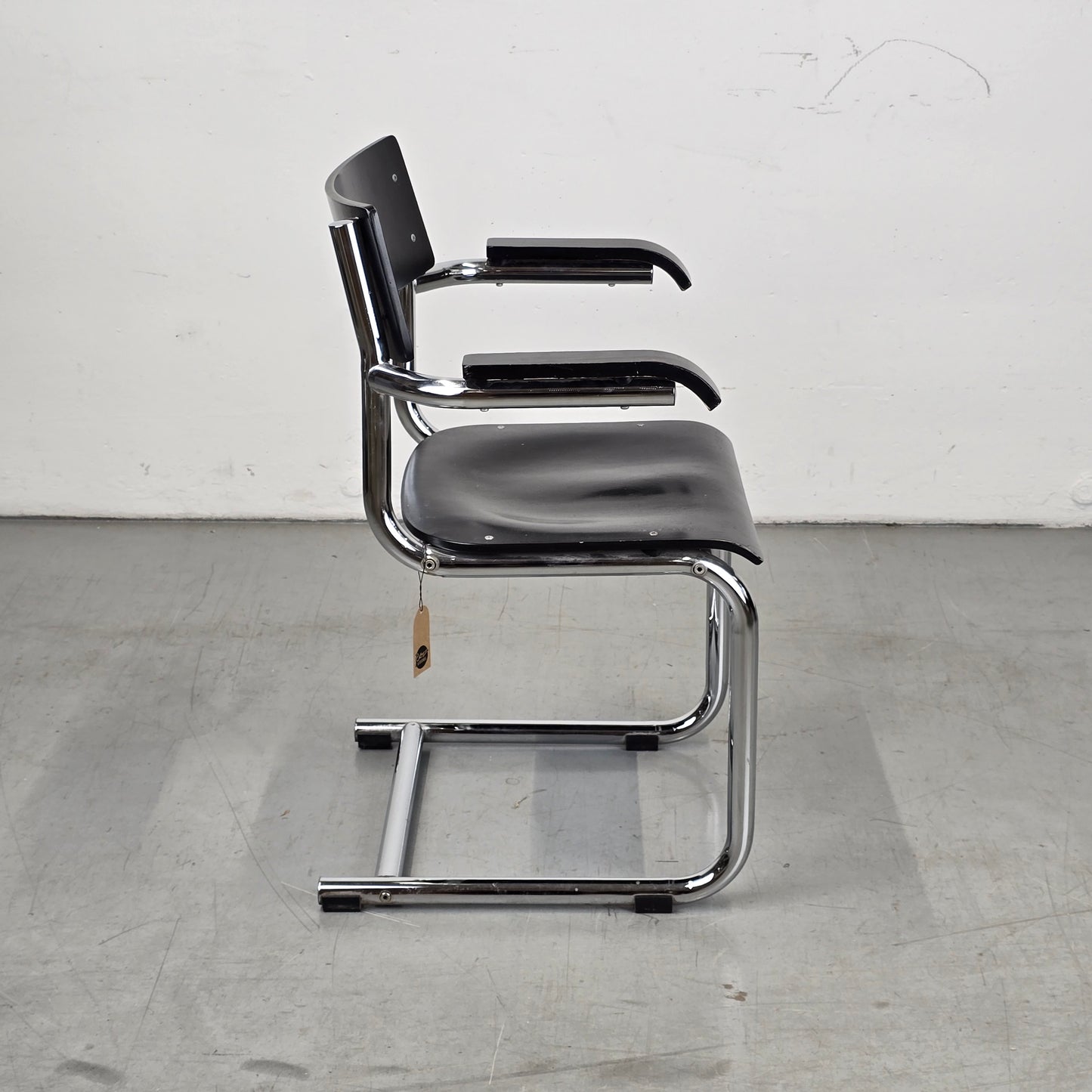 BAUHAUS STUHL schreibtisch esstisch esszimmer vintage s43 schwarz chrom mid century mart stam