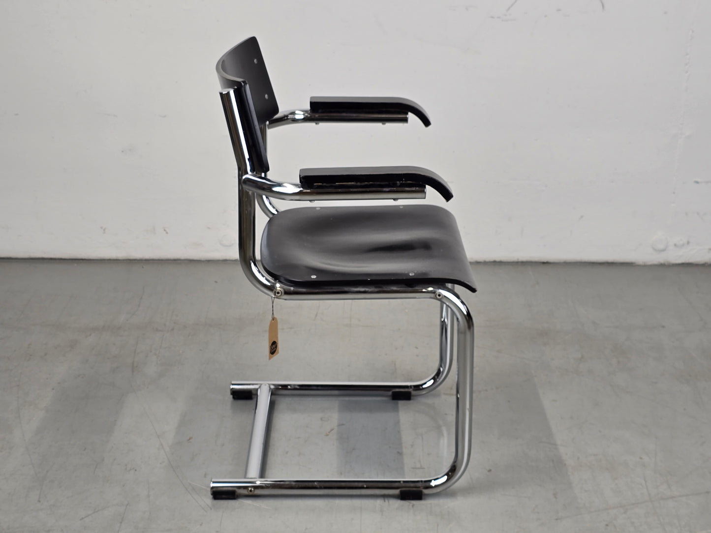 BAUHAUS STUHL schreibtisch esstisch esszimmer vintage s43 schwarz chrom mid century mart stam