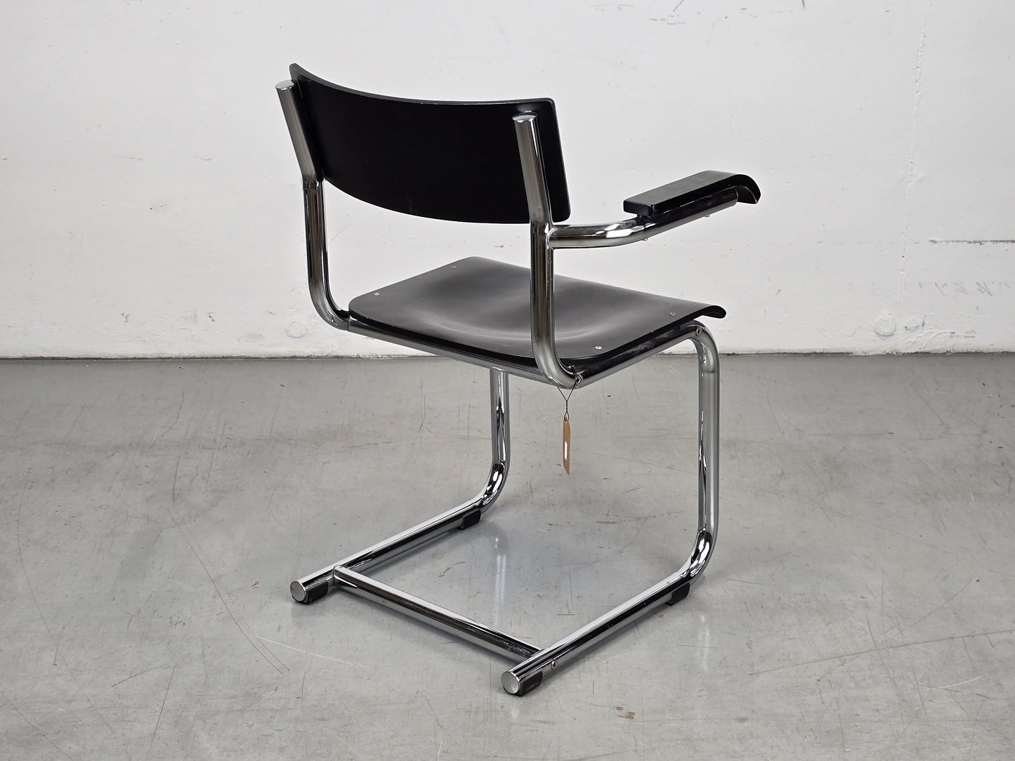 BAUHAUS STUHL schreibtisch esstisch esszimmer vintage s43 schwarz chrom mid century mart stam