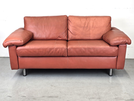 VINTAGE SOFA LEDER kastanienbraun couch 2 3 Sitzer sessel braun rostrot