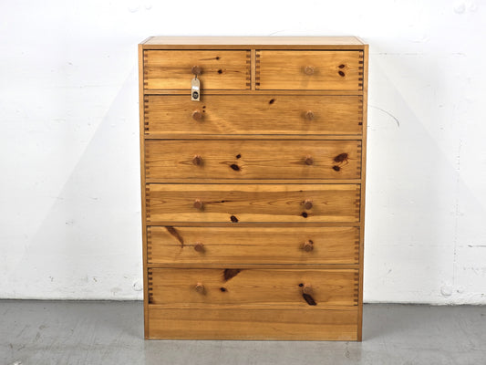 1970ER JAHRE VOLLHOLZ KOMMODE schubladen vintage domino holz