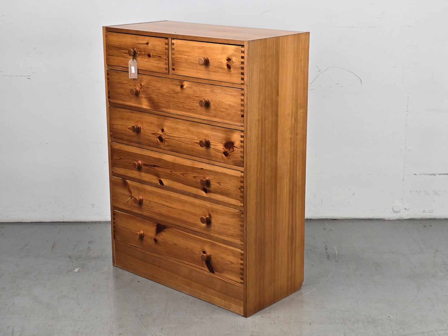 1970ER JAHRE VOLLHOLZ KOMMODE schubladen vintage domino holz