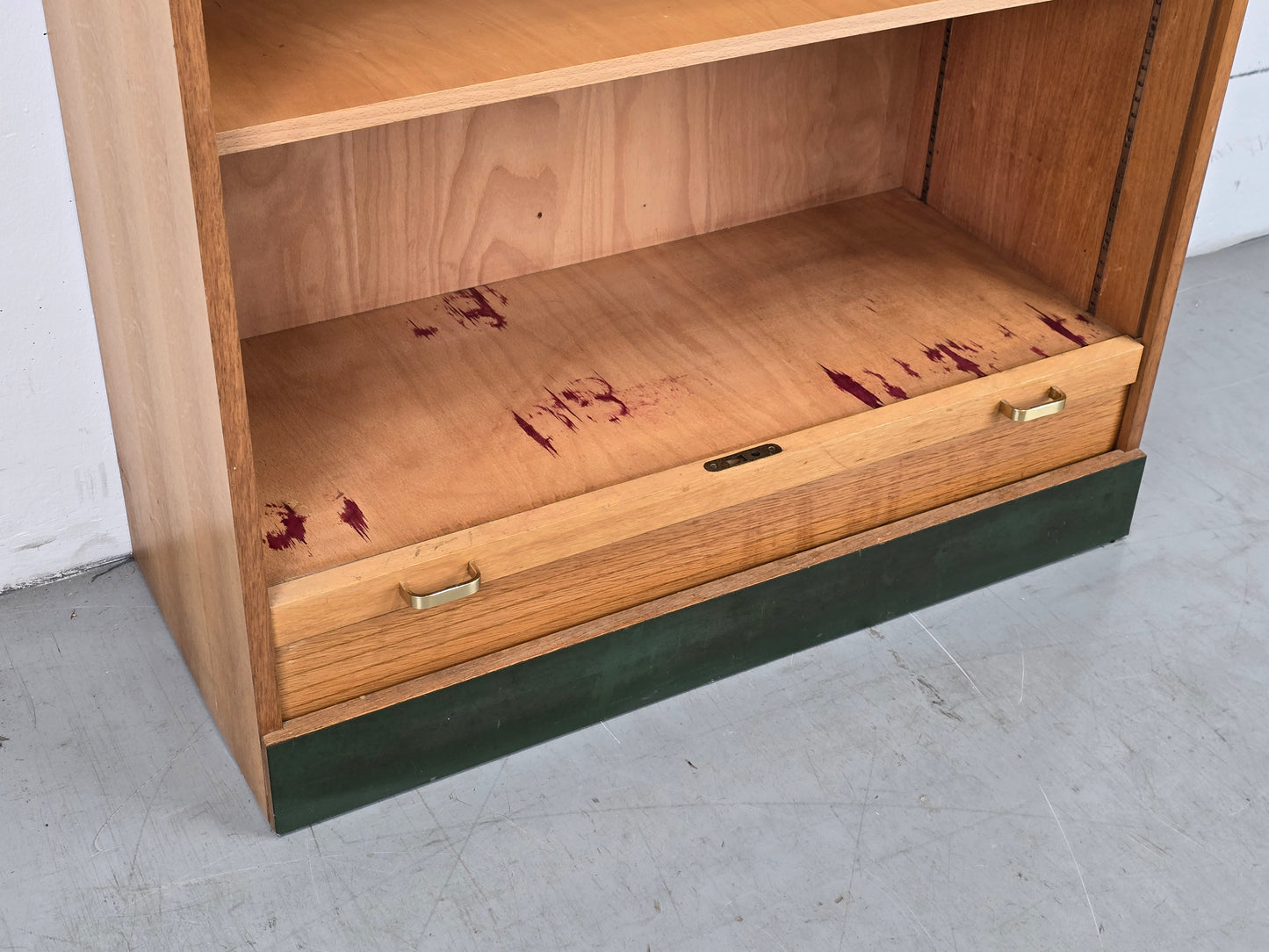 VINTAGE ROLLTÜR AKTENSCHRANK regal schrank holz mid century büro