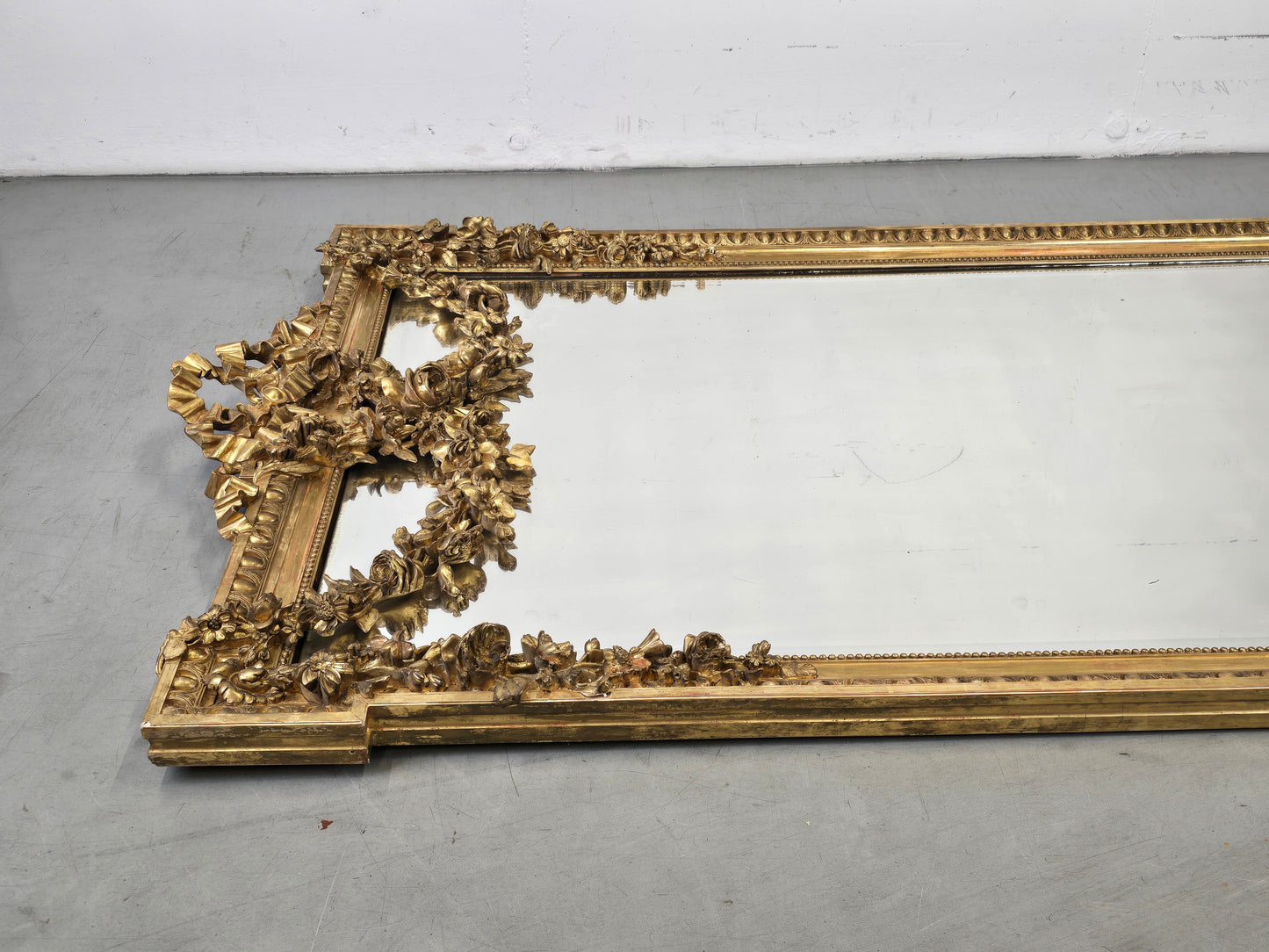 ANTIKER SPIEGEL GOLD wandspiegel 19. jahrhunder geschliffenes glas louis gauthier dijon