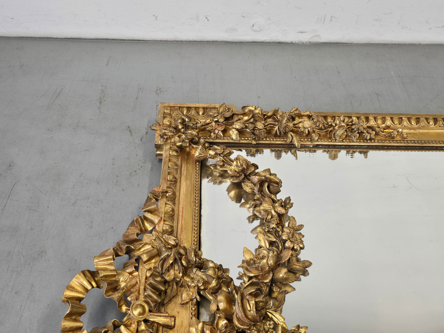 ANTIKER SPIEGEL GOLD wandspiegel 19. jahrhunder geschliffenes glas louis gauthier dijon