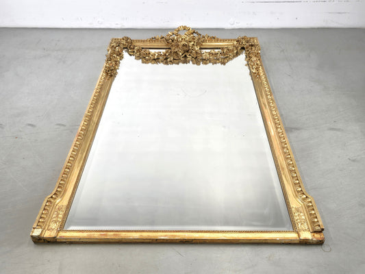 ANTIKER SPIEGEL GOLD wandspiegel 19. jahrhunder geschliffenes glas louis gauthier dijon