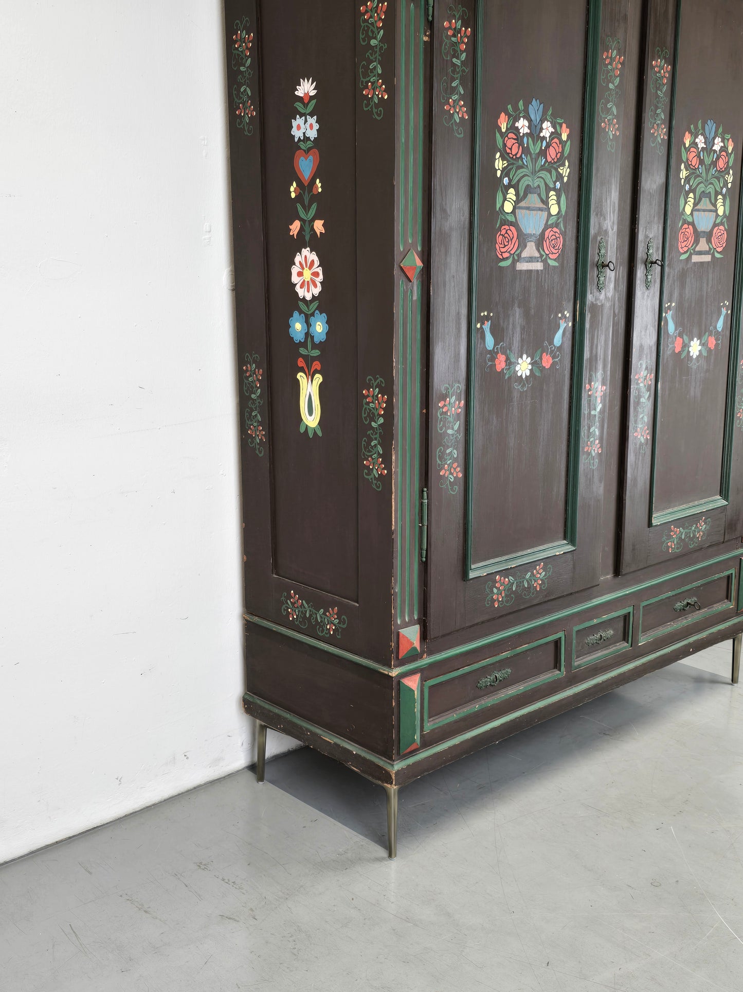 ANTIKER BAUERSCHRANK schrank vollholz kleiderschrank vintage handbemalt weichholz