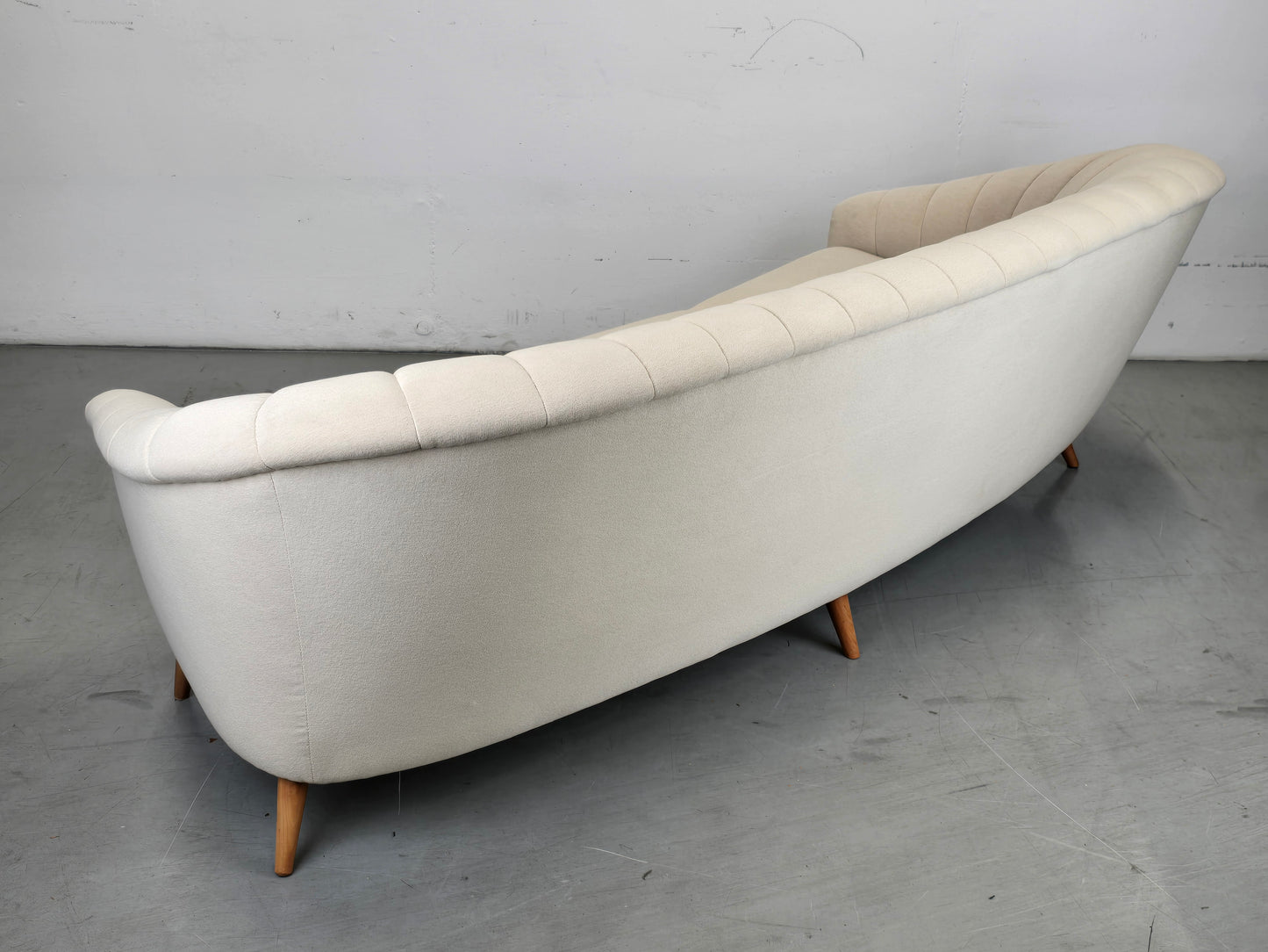 MID CENTURY SOFA couch 3er beige weiß vintage garnitur samt dänemark