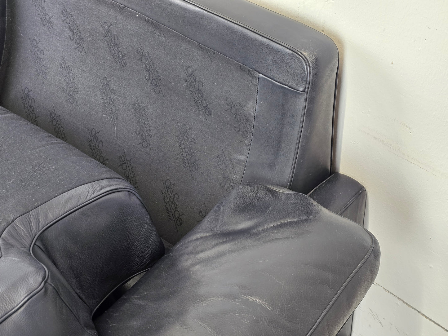 DE SEDE DS70 SOFA leder couch garnitur echtleder dunkelblau vintage 3Sitzer