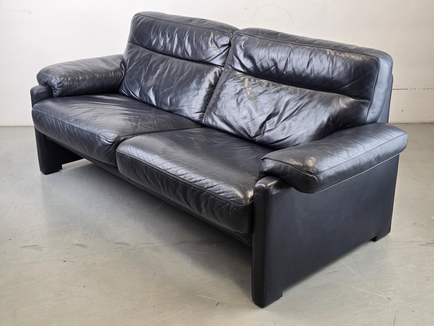DE SEDE DS70 SOFA leder couch garnitur echtleder dunkelblau vintage 3Sitzer