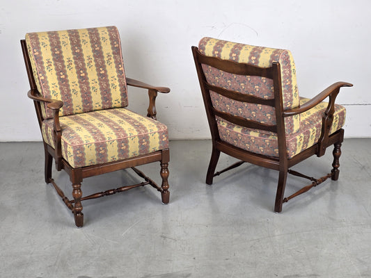 VINTAGE OMA SESSEL holz tv stuhl blumen muster armchair retro antik