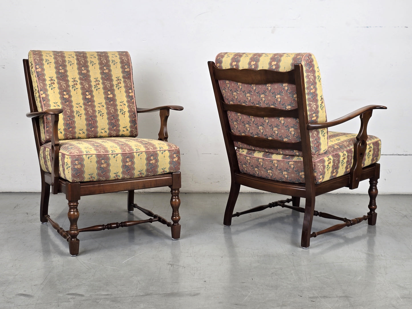 VINTAGE OMA SESSEL holz tv stuhl blumen muster armchair retro antik