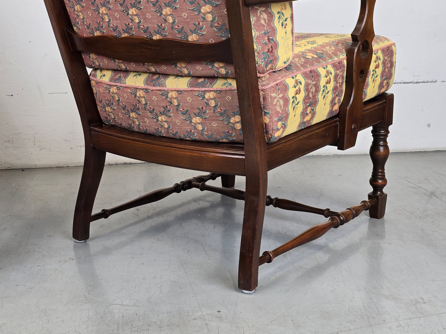 VINTAGE OMA SESSEL holz tv stuhl blumen muster armchair retro antik