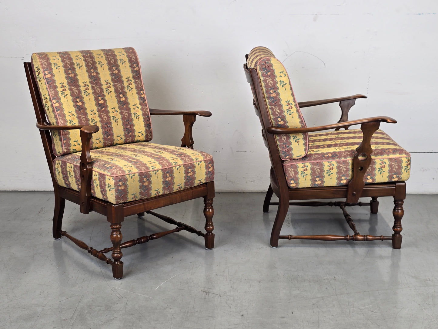 VINTAGE OMA SESSEL holz tv stuhl blumen muster armchair retro antik