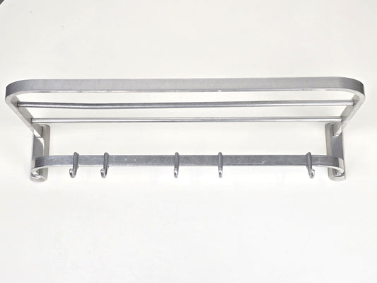MID CENTURY GARDEROBE vintage metall alu haken hutablage wagon zug