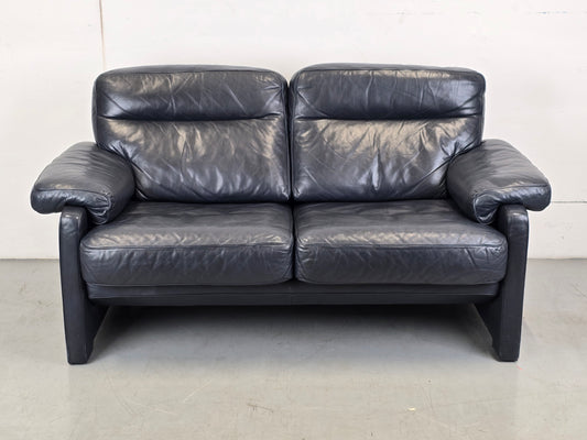 DE SEDE DS70 SOFA leder couch garnitur echtleder dunkelblau vintage 2Sitzer