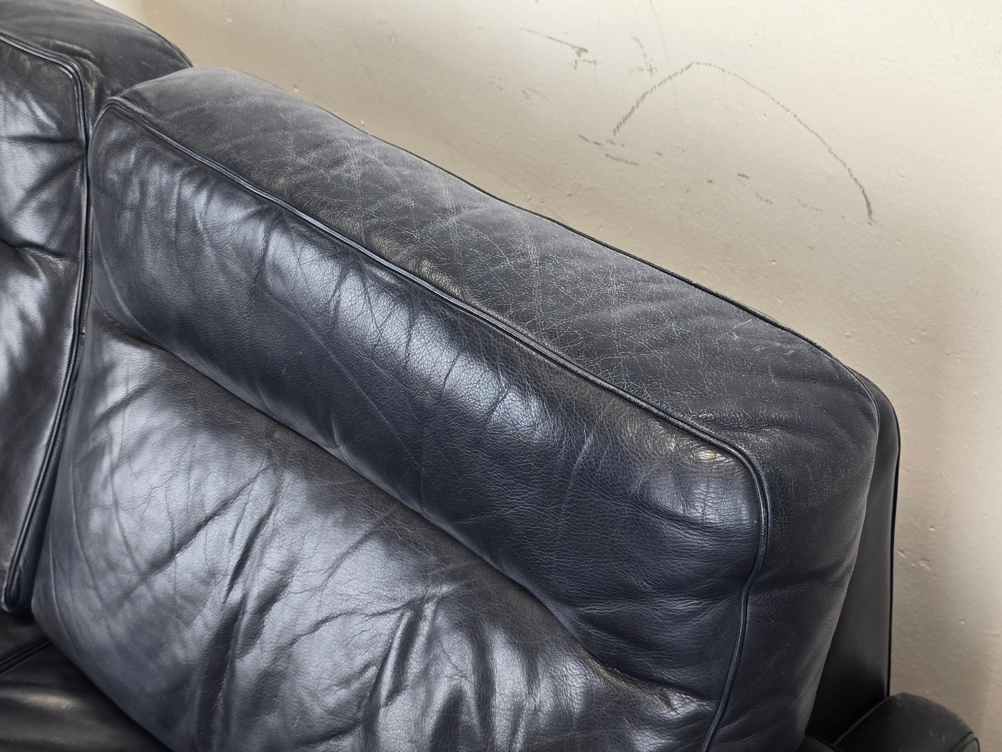 DE SEDE DS70 SOFA leder couch garnitur echtleder dunkelblau vintage 2Sitzer