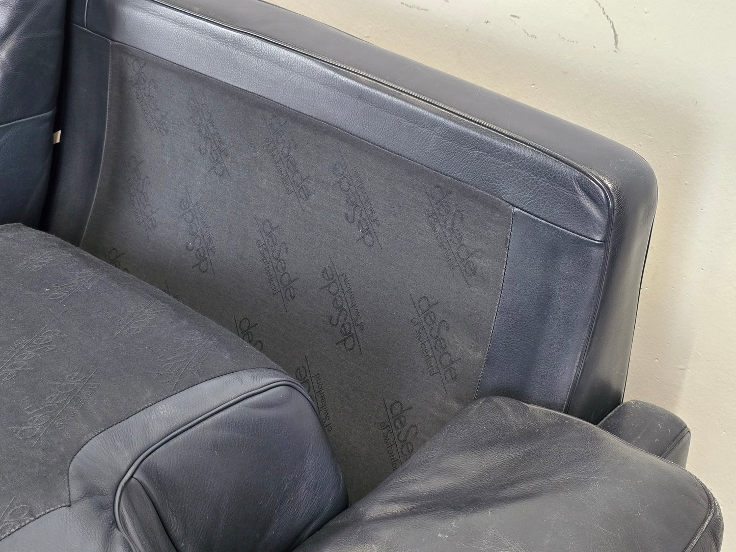 DE SEDE DS70 SOFA leder couch garnitur echtleder dunkelblau vintage 2Sitzer