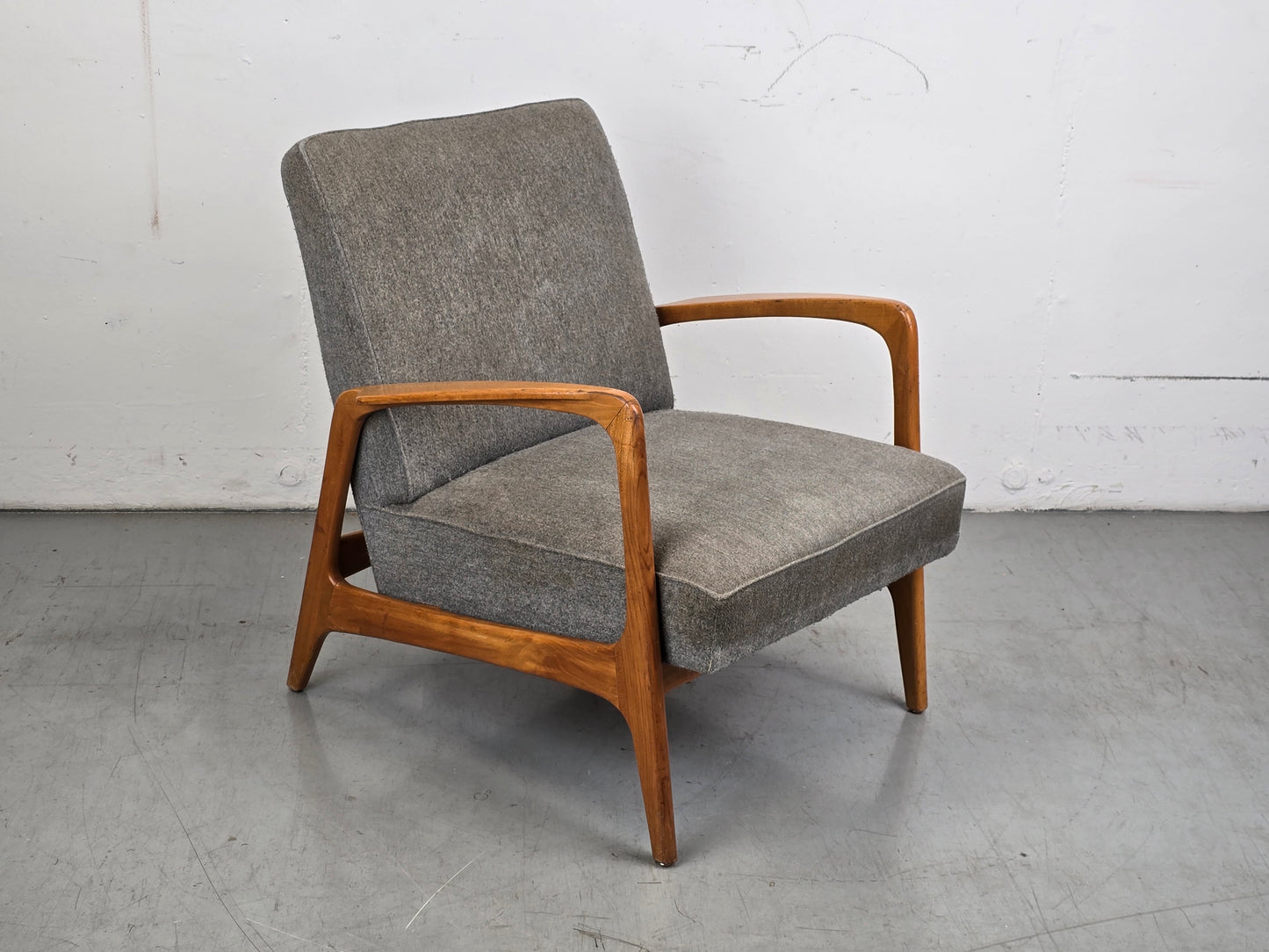 KNOLL ANTIMOTT SESSEL grau holz vintage tv stuhl 1960er retro