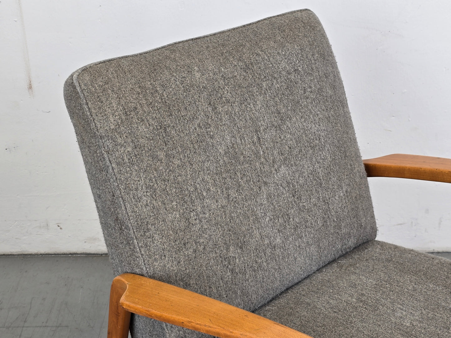 KNOLL ANTIMOTT SESSEL grau holz vintage tv stuhl 1960er retro