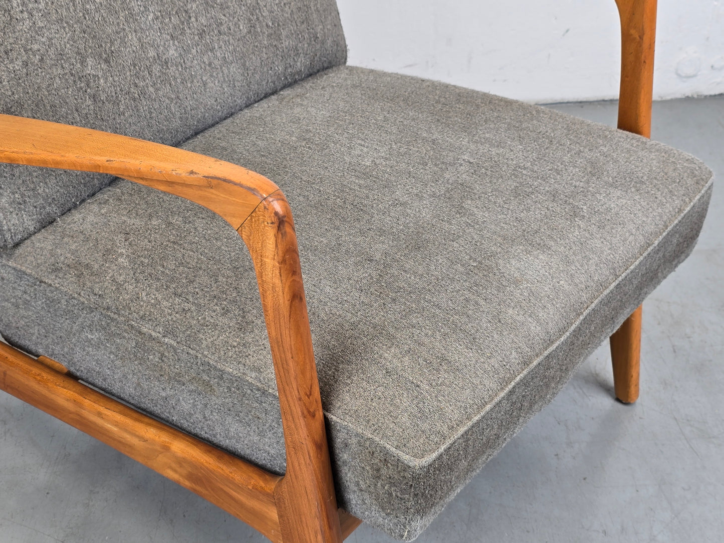 KNOLL ANTIMOTT SESSEL grau holz vintage tv stuhl 1960er retro