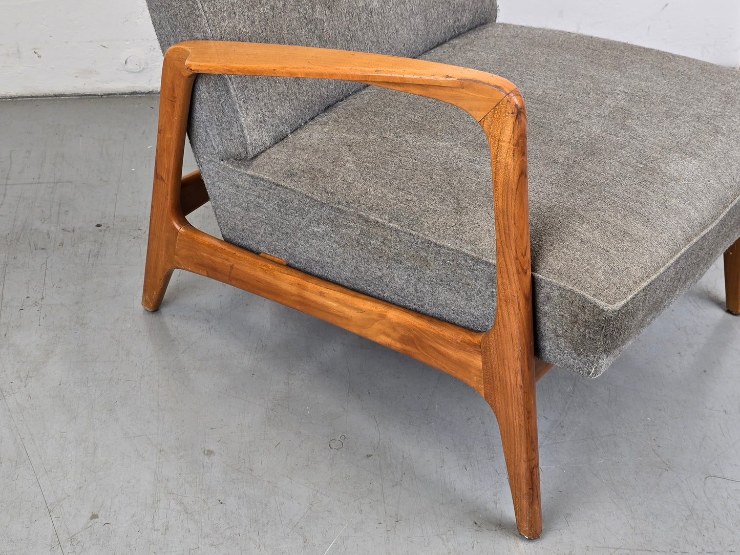 KNOLL ANTIMOTT SESSEL grau holz vintage tv stuhl 1960er retro