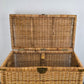 VINTAGE TRUHE geflecht china wäsche korb box couchtisch messing beschläge