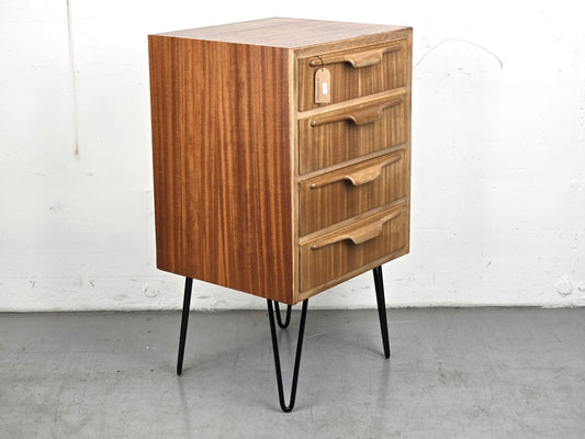 VINTAGE ABLAGE schubladen kommode nachttisch holz 1960er teak mid century