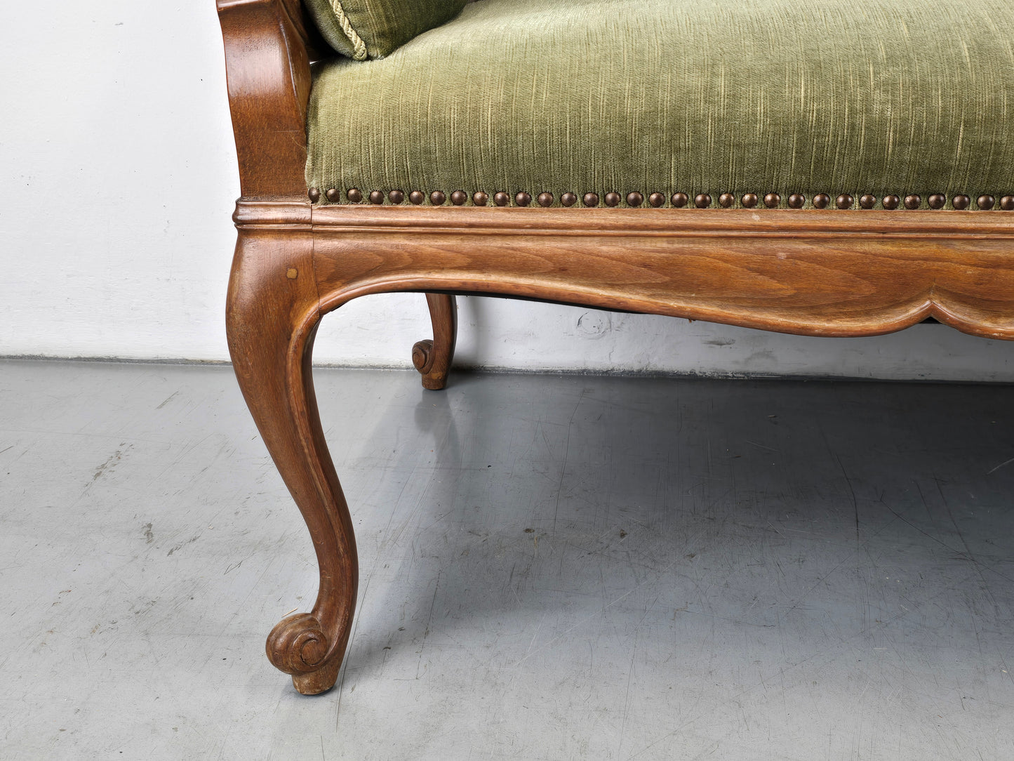 VINTAGE SITZBANK sofa bank couch antik wiener geflecht grün holz louis XV