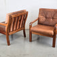 HS DESIGN DENMARK vintage teak holz sessel leder braun tv armchair lounge stuhl mid century