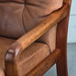 HS DESIGN DENMARK vintage teak holz sessel leder braun tv armchair lounge stuhl mid century