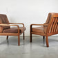 HS DESIGN DENMARK vintage teak holz sessel leder braun tv armchair lounge stuhl mid century