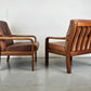 HS DESIGN DENMARK vintage teak holz sessel leder braun tv armchair lounge stuhl mid century