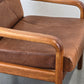 HS DESIGN DENMARK vintage teak holz sessel leder braun tv armchair lounge stuhl mid century