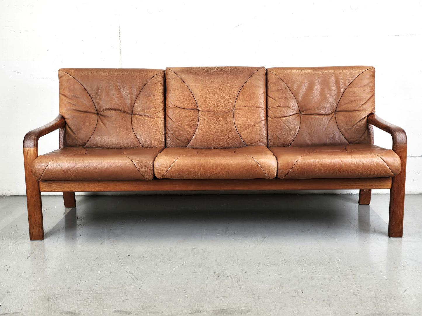 HS DESIGN DENMARK SOFA vintage teak holz Couch Sessel leder braun tv armchair lounge stuhl mid century