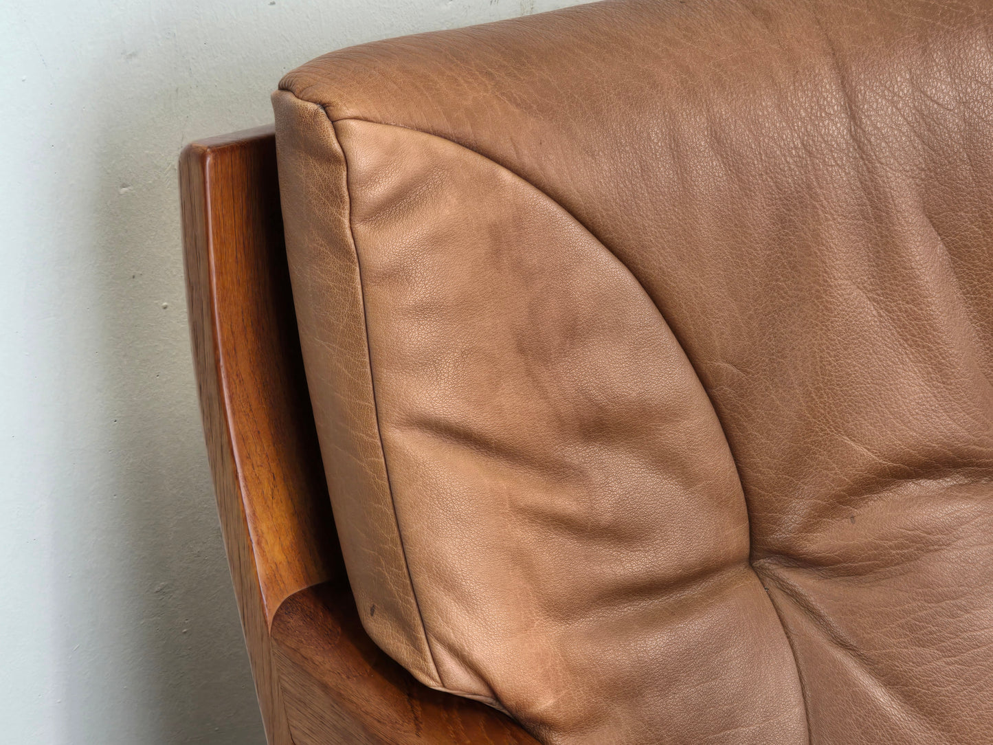 HS DESIGN DENMARK SOFA vintage teak holz Couch Sessel leder braun tv armchair lounge stuhl mid century