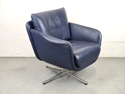 VINTAGE SESSEL leder blau lounge chair tv stuhl designer