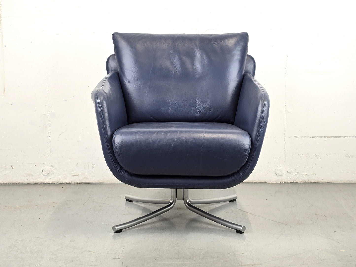 VINTAGE SESSEL leder blau lounge chair tv stuhl designer