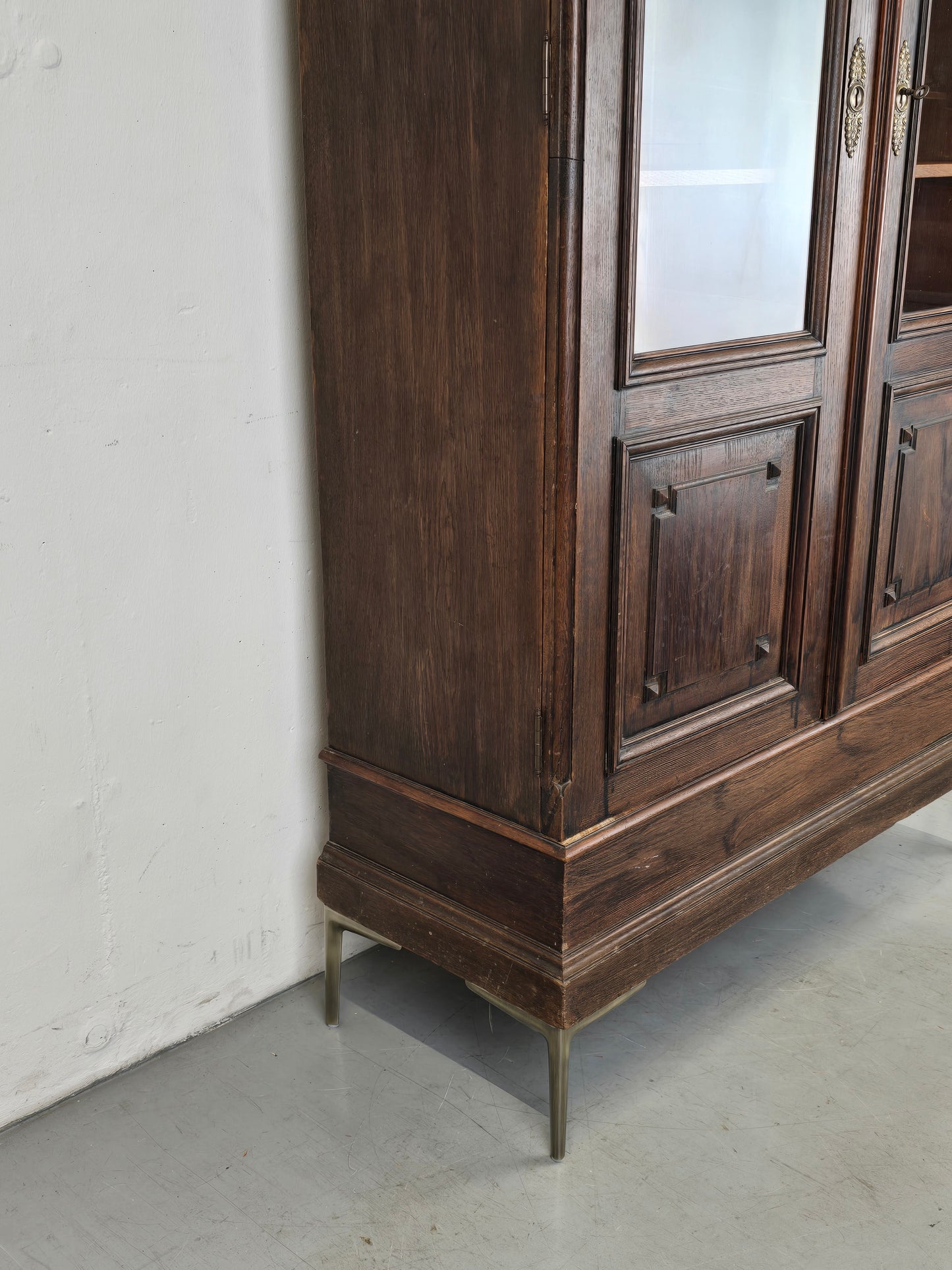 ANTIK VITRINENSCHRANK vitrine holz eiche bücher regal Bibliothek englisch herrenzimmer vintage