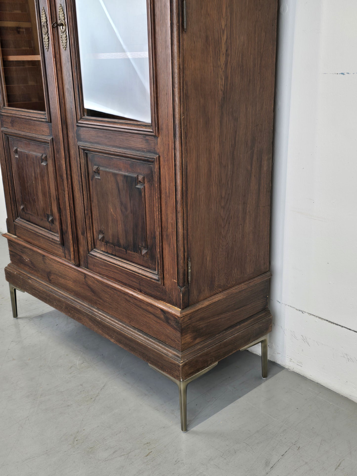 ANTIK VITRINENSCHRANK vitrine holz eiche bücher regal Bibliothek englisch herrenzimmer vintage