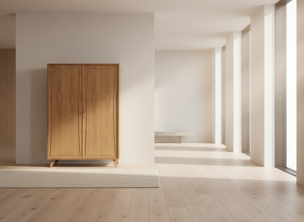 MID CENTURY KLEIDERSCHRANK schrank rüster holz vintage 1960er 60s