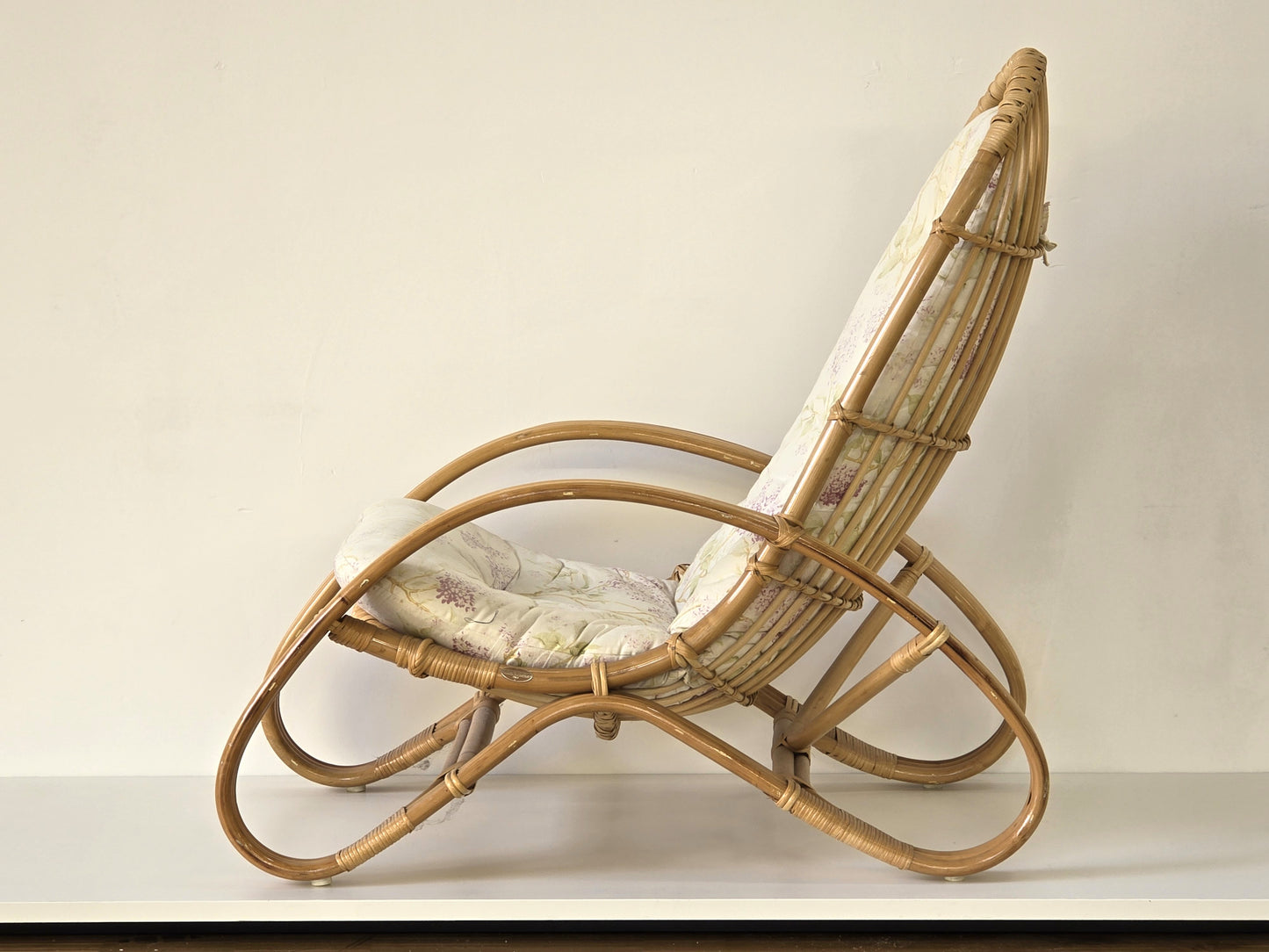 VINTAGE RATTAN SESSEL mid century tv stuhl relax designer boho