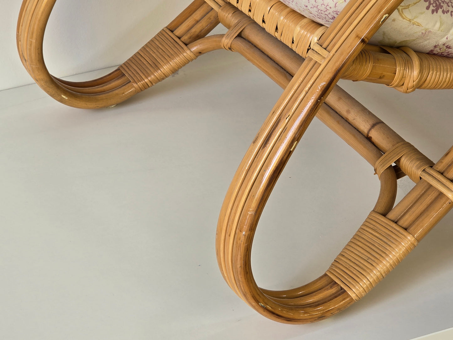 VINTAGE RATTAN SESSEL mid century tv stuhl relax designer boho