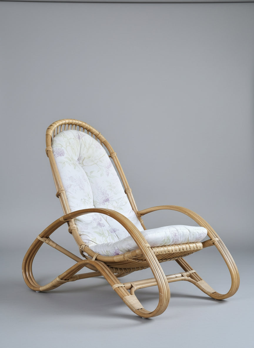 VINTAGE RATTAN SESSEL mid century tv stuhl relax designer boho